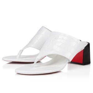 Christian Louboutin MJ TONGAMULE 55 Croc Leather Thong Mule Sandals Shoes